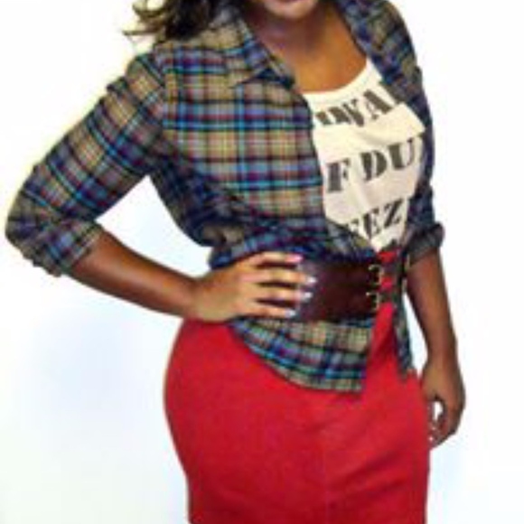 Forever 21 Plaid Button Up Shirt SZ L - Picture 1 of 5